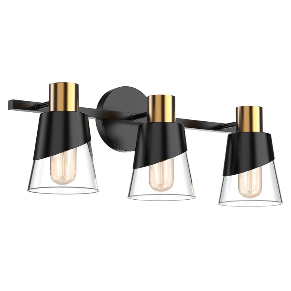 New In Box Black and Gold 4 Light Vanity Light